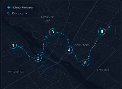 EchoTrace subject movement and key location map